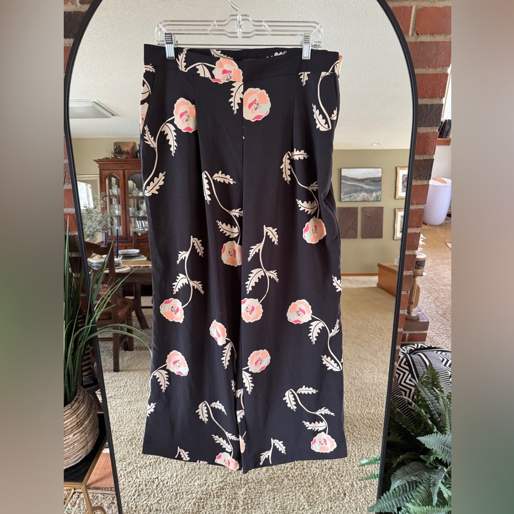 Floral Black Women's Pants Ann Taylor